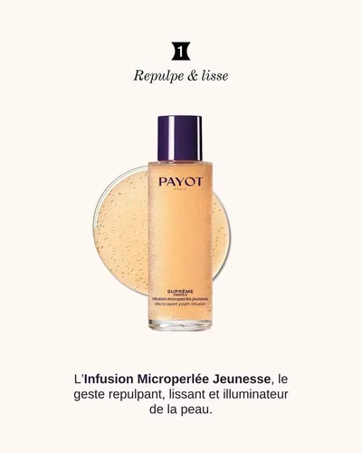 3 ÉTAPES CLÉS POUR UNE JEUNESSE ABSOLUE ✨
1️⃣ Repulper & lisser avec l’Infusion Microperlée Suprême Absolu : sa texture aux 14 000 microperles hydrate, réveille et prépare la peau. 
 2️⃣ Lisser & illuminer le regard avec la Crème Yeux Jeunesse : le contour des yeux s’éclaire, les signes de fatigue s’estompent. 
 3️⃣ Nourrir, repulper & redensifier avec la Crème Jeunesse : un cocon d’exception qui révèle l’éclat et redonne force et fermeté à la peau. 
Un rituel simple, sensoriel et puissant pour une peau plus lisse, plus ferme, plus lumineuse… dès 10 jours.         
 #instiutdebeauté #beauty #thionville #metz #jeunesse 
#SupremeAbsolu #YouthRitual #PlumpAndSmooth #GlowUp #TimelessSkin #RadiantEyes #YouthfulSkin #SkincareInnovation #Payot #PayotOfficial