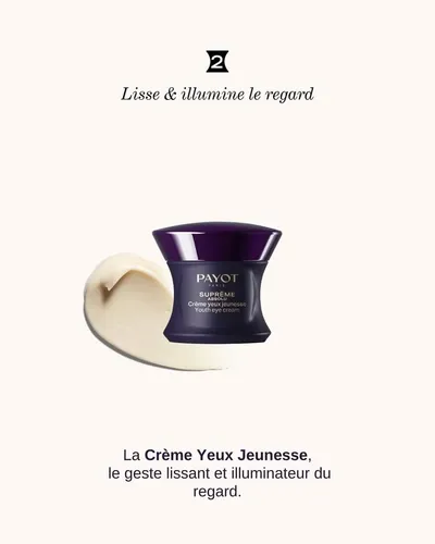 3 ÉTAPES CLÉS POUR UNE JEUNESSE ABSOLUE ✨

1️⃣ Repulper & lisser avec l’Infusion Microperlée Suprême Absolu : sa texture aux 14 000 microperles hydrate, réveille et prépare la peau. 
 2️⃣ Lisser & illuminer le regard avec la Crème Yeux Jeunesse : le contour des yeux s’éclaire, les signes de fatigue s’estompent. 
 3️⃣ Nourrir, repulper & redensifier avec la Crème Jeunesse : un cocon d’exception qui révèle l’éclat et redonne force et fermeté à la peau. 

Un rituel simple, sensoriel et puissant pour une peau plus lisse, plus ferme, plus lumineuse… dès 10 jours.         

 #instiutdebeauté #beauty #thionville #metz #jeunesse 
#SupremeAbsolu #YouthRitual #PlumpAndSmooth #GlowUp #TimelessSkin #RadiantEyes #YouthfulSkin #SkincareInnovation #Payot #PayotOfficial